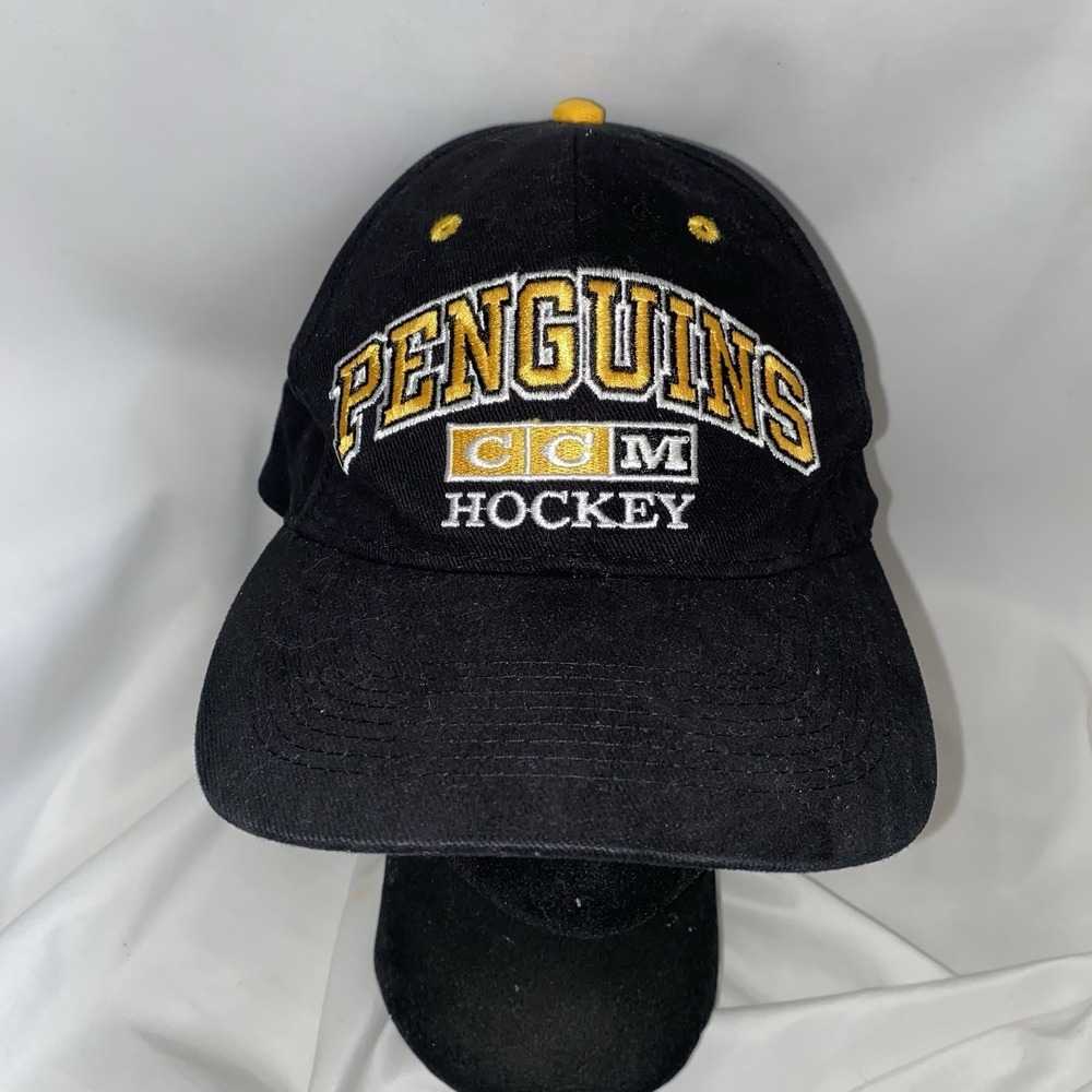 Pittsburgh Penguins CCM Hockey Hat Cap Strap Back Mens One Size Black NHL